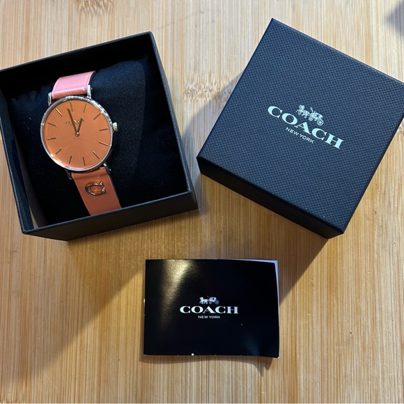 Coach Perry Watch With 36mm Coral Pink Face & Coral Pink Leather Band - Picture 6 of 6